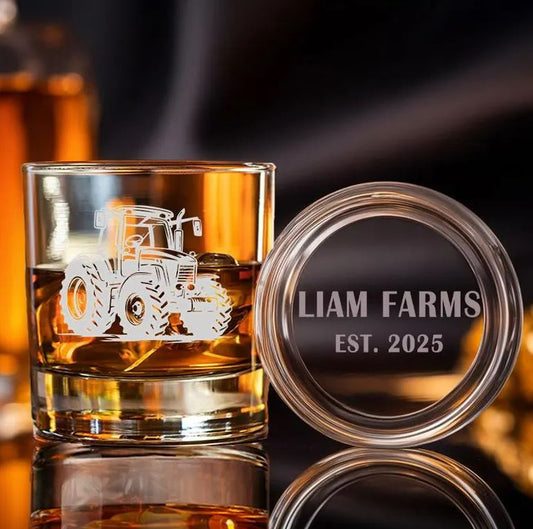 Personalized Tractor Whiskey Glass | Farm Glass | Personalized Whiskey | Gift For Farmer