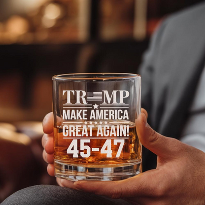 Trump Make American Great Again Decanter & Whiskey Glass Set | Engraved 45-47th President Trump Whiskey Glass EO05