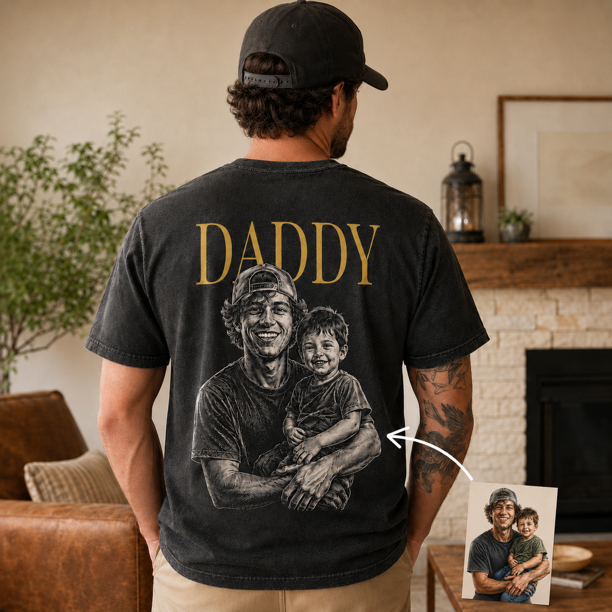 Custom Photo Daddy Wash T-Shirt, Personalized Dad Gifts | Gift For Dad TOM99