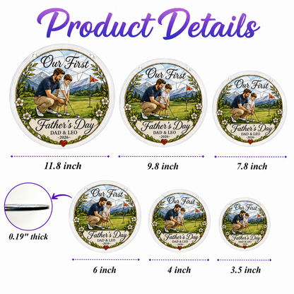 Custom Photo Dad & Son Stained Glass Suncatcher – Personalized Dad Gifts | Gift For Dad TOM99