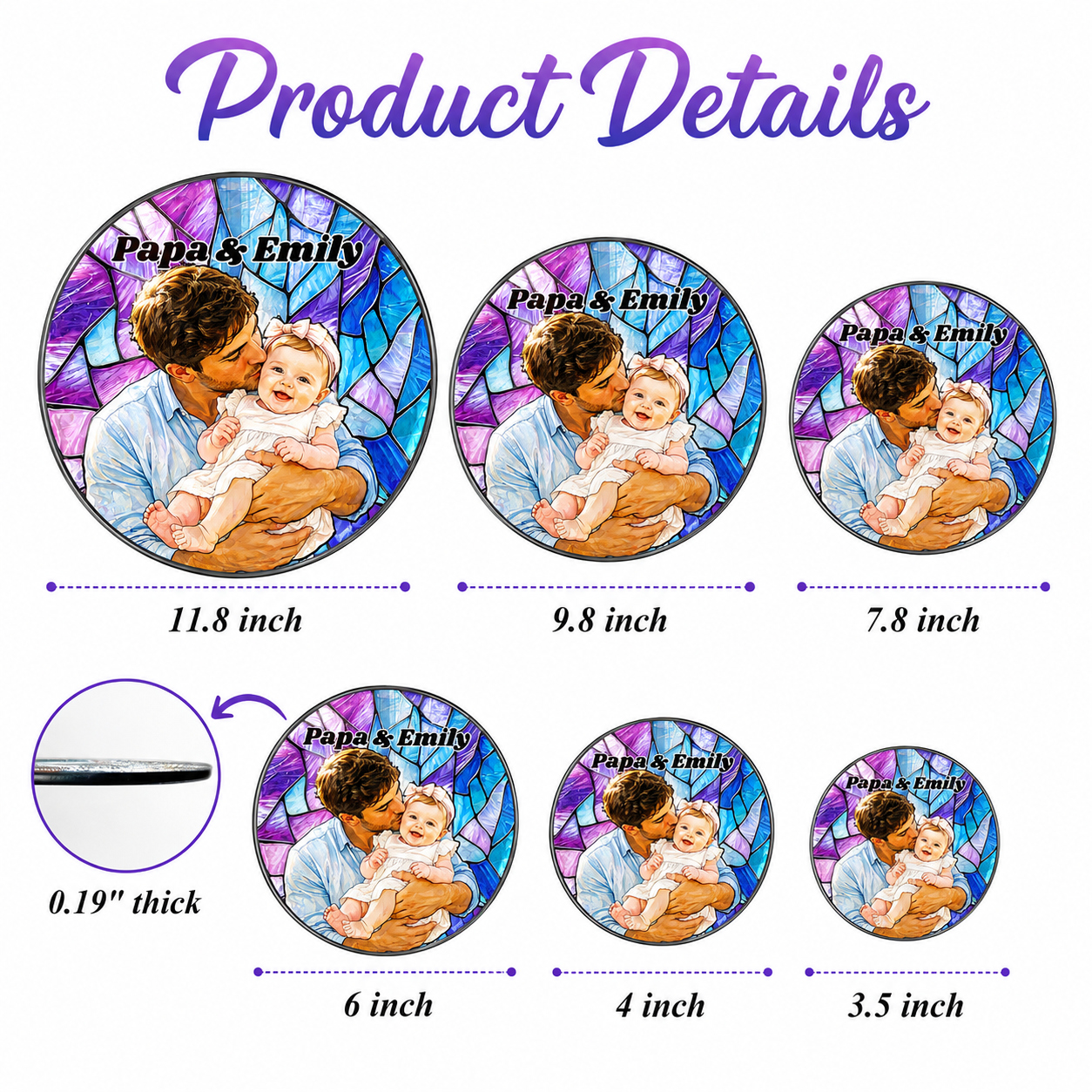Custom Photo Dad & Baby Stained Glass Suncatcher – Personalized Dad Gifts | Gift For Dad TOM99