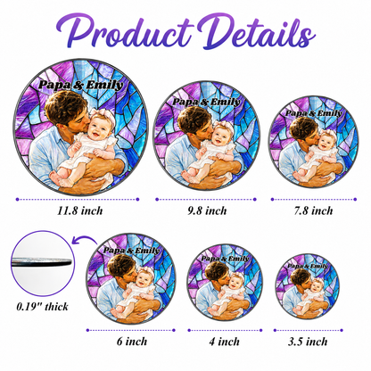 Custom Photo Dad & Baby Stained Glass Suncatcher – Personalized Dad Gifts | Gift For Dad TOM99