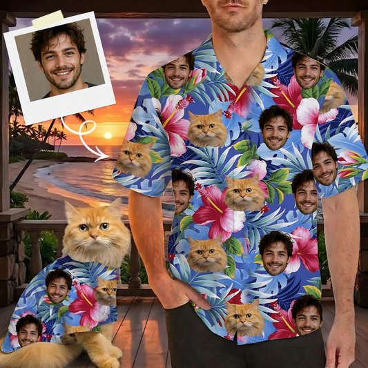 Custom Photo Cat Hawaiian Shirt, Dog & Cat Lover Matching Shirt For Summer Holiday THUC99