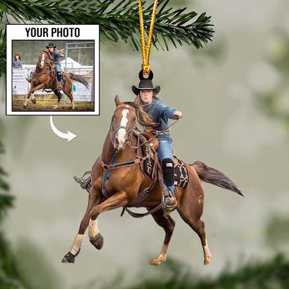 Custom Photo Horse Riding Equestrian Ornament | Custom Photo Family Acrylic Christmas Tree Decoration Gift THH24