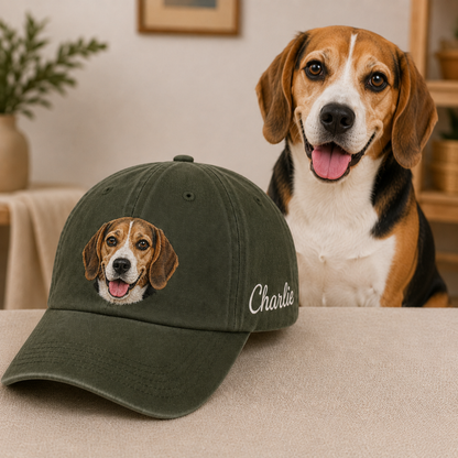 Custom Dog Face Embroidered Hat, Personalized Dog Name Cap, Pet Lover Gift THUC99