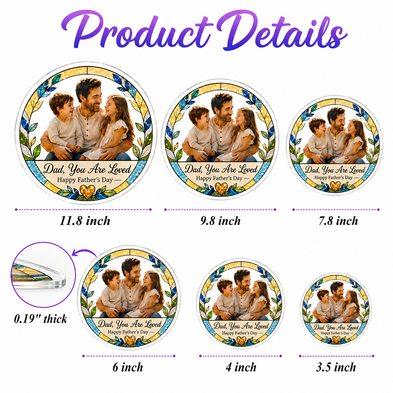 Custom Photo Dad Stained Glass Suncatcher – Personalized Dad Gifts | Gift For Dad TOM99