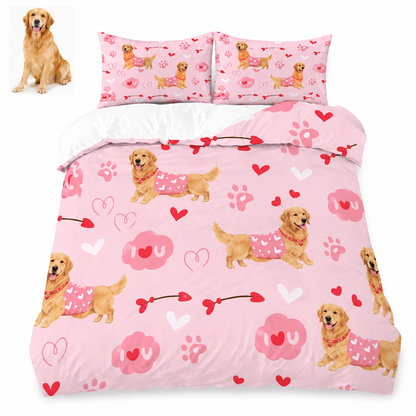 Custom Photo Dog Sheet Set, Personalized Pet Bedding Gift For Dog Mom THUC99