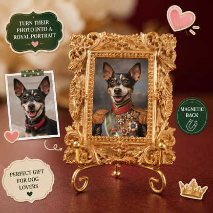 Custom Dog Photo Magnet, Vintage Frame Refrigerator Decor, Personalized Dog Lover Gift THUC99