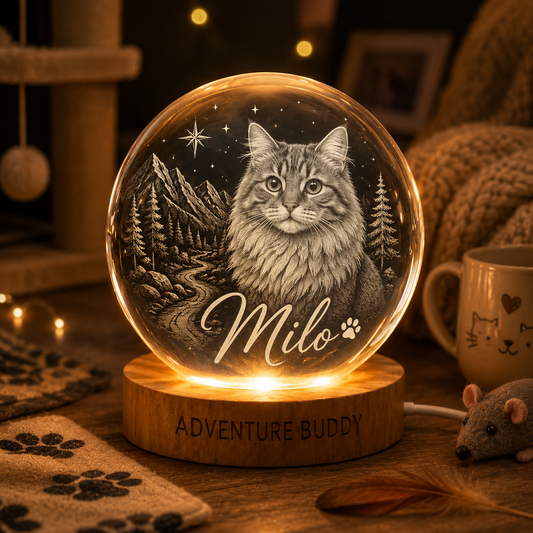 Personalized Pet Memorial Lamp, Custom Dog Crystal Ball Night Light, Dog Photo Keepsake THUC99