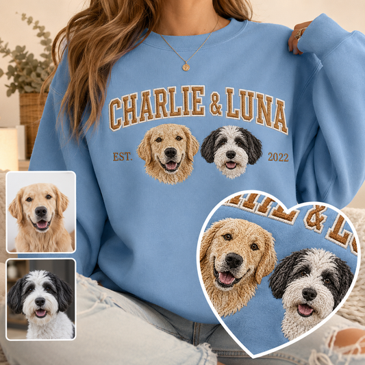 Personalized Pet Photo Sweatshirt, Custom Dog Face Embroidered Hoodie THUC99