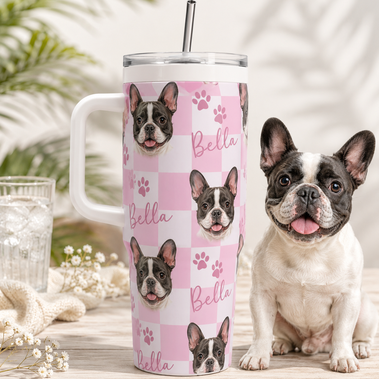 Custom Dog Memorial Photo 40oz Tumbler – Personalized Pet Loss Gift and Keepsake Cup THUC99