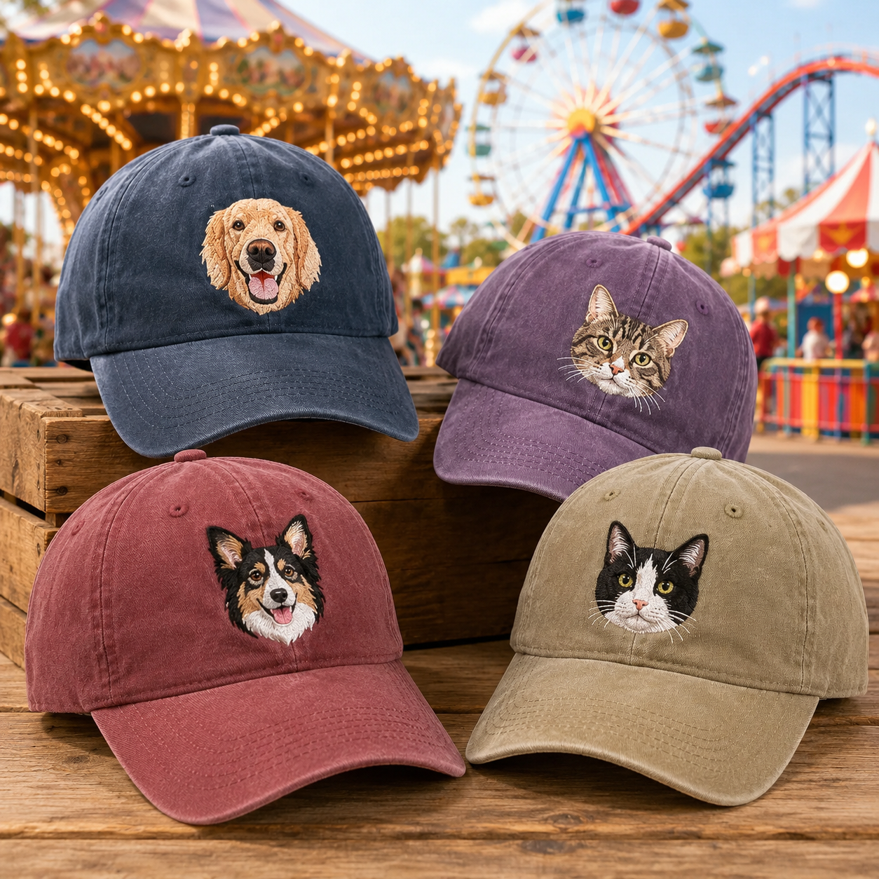 Custom Dog Photo Embroidered Hat, Personalized Pet Name Cap, Dog Lover Gift THUC99