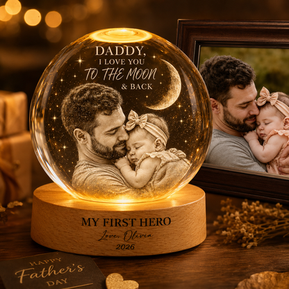 Custom Photo Crystal Ball Lamp For Dad, Father’s Day Gift From Daughter Son THUC99