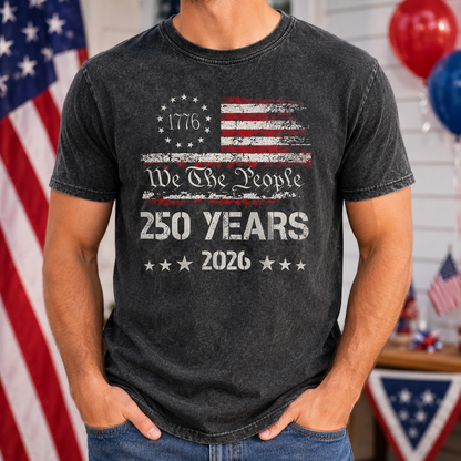 USA 250 Anniversary Wash Shirt, Freedom Since 1776 Patriotic Tee THUC99