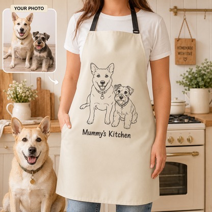 Custom Dog Photo Apron Personalized Pet Face Cooking Apron for Dog Lovers, BBQ, Baking and Kitchen Gift THUC99