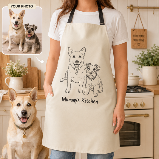 Custom Dog Photo Apron Personalized Pet Face Cooking Apron for Dog Lovers, BBQ, Baking and Kitchen Gift THUC99