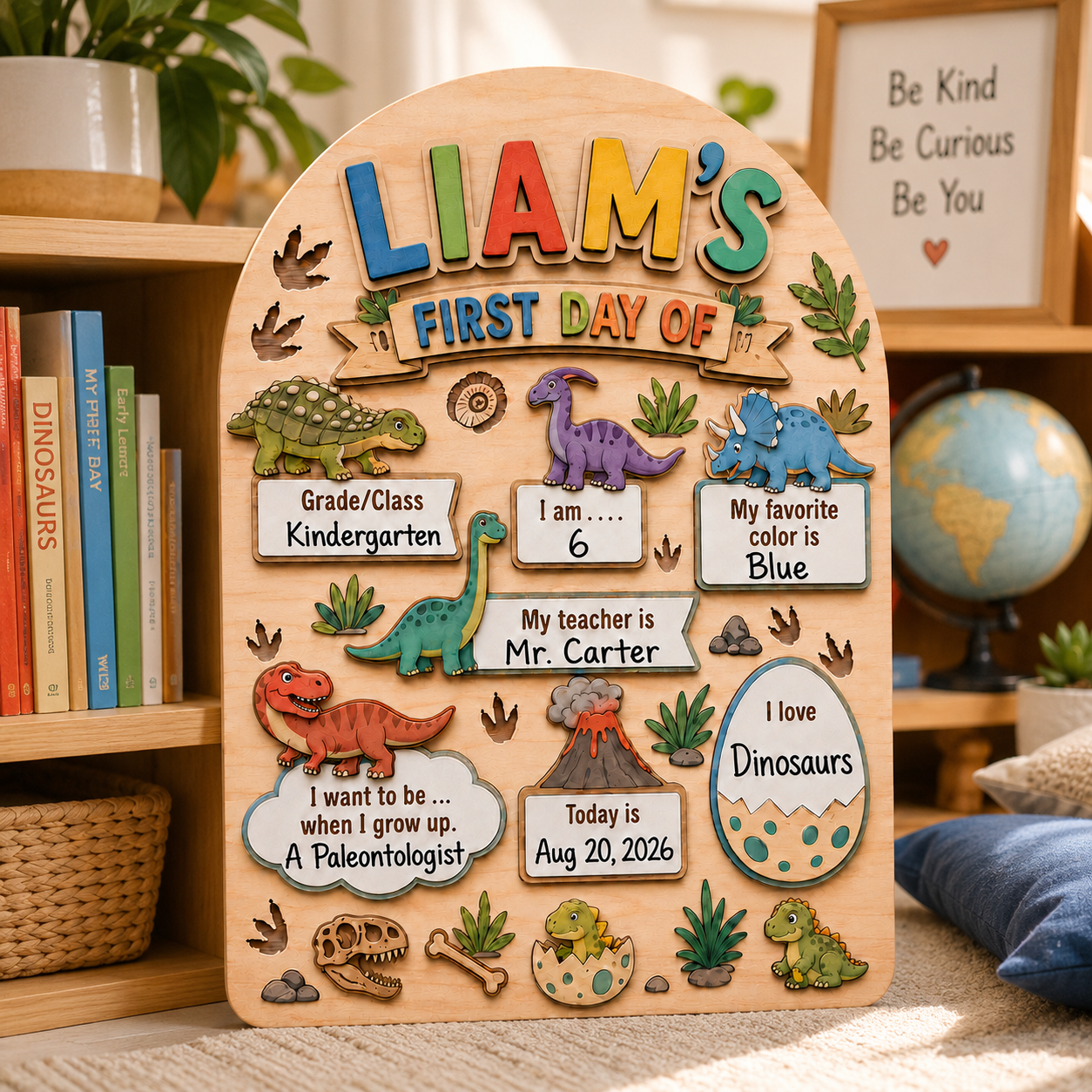 Custom Name First Day of School Sign, Personalized Last Day School Keepsake Board THUC99
