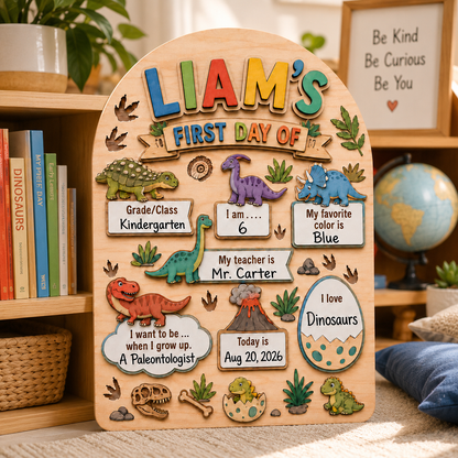 Custom Name First Day of School Sign, Personalized Last Day School Keepsake Board THUC99