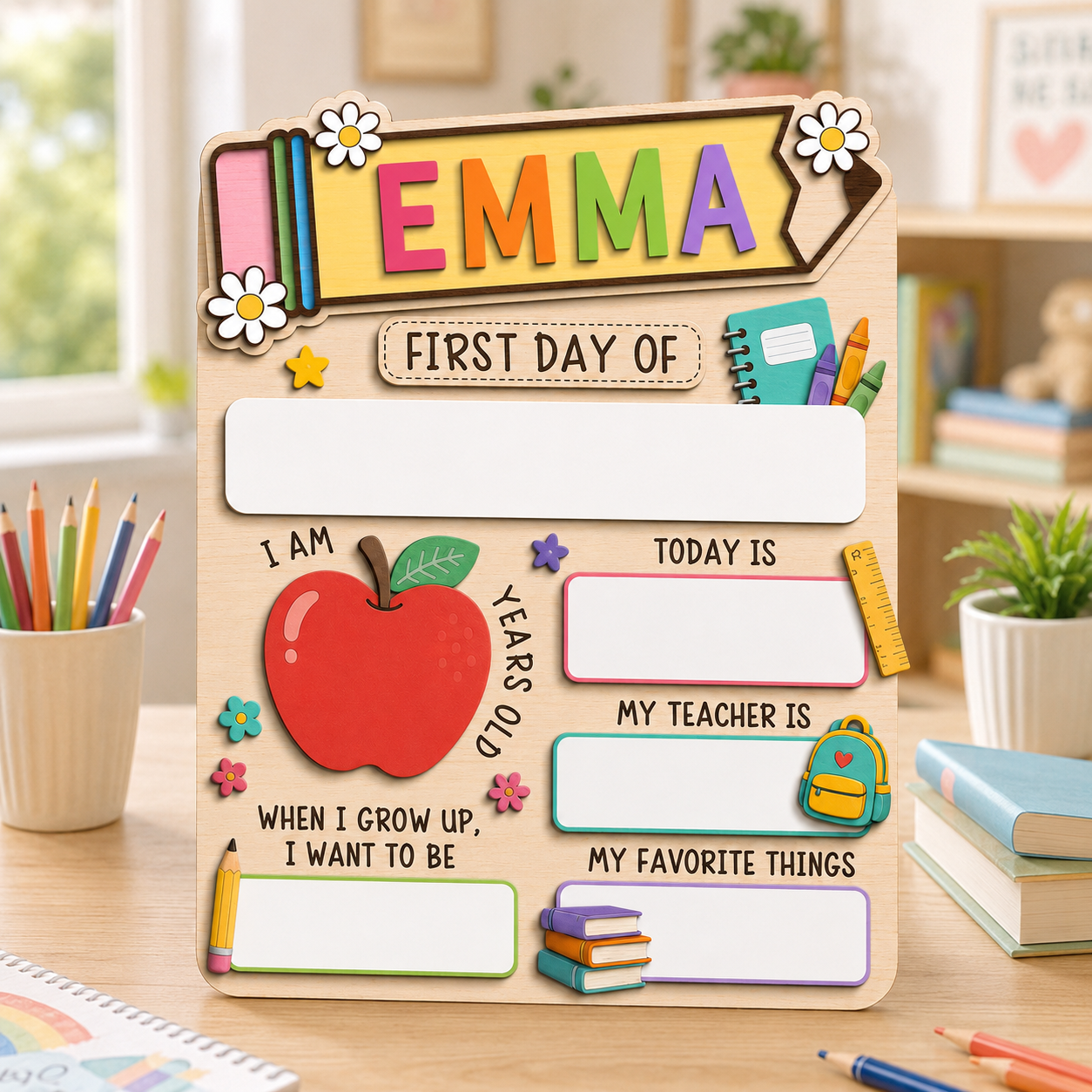 Personalized Preschool Kindergarten Sign, First Day Last Day School Board THUC99