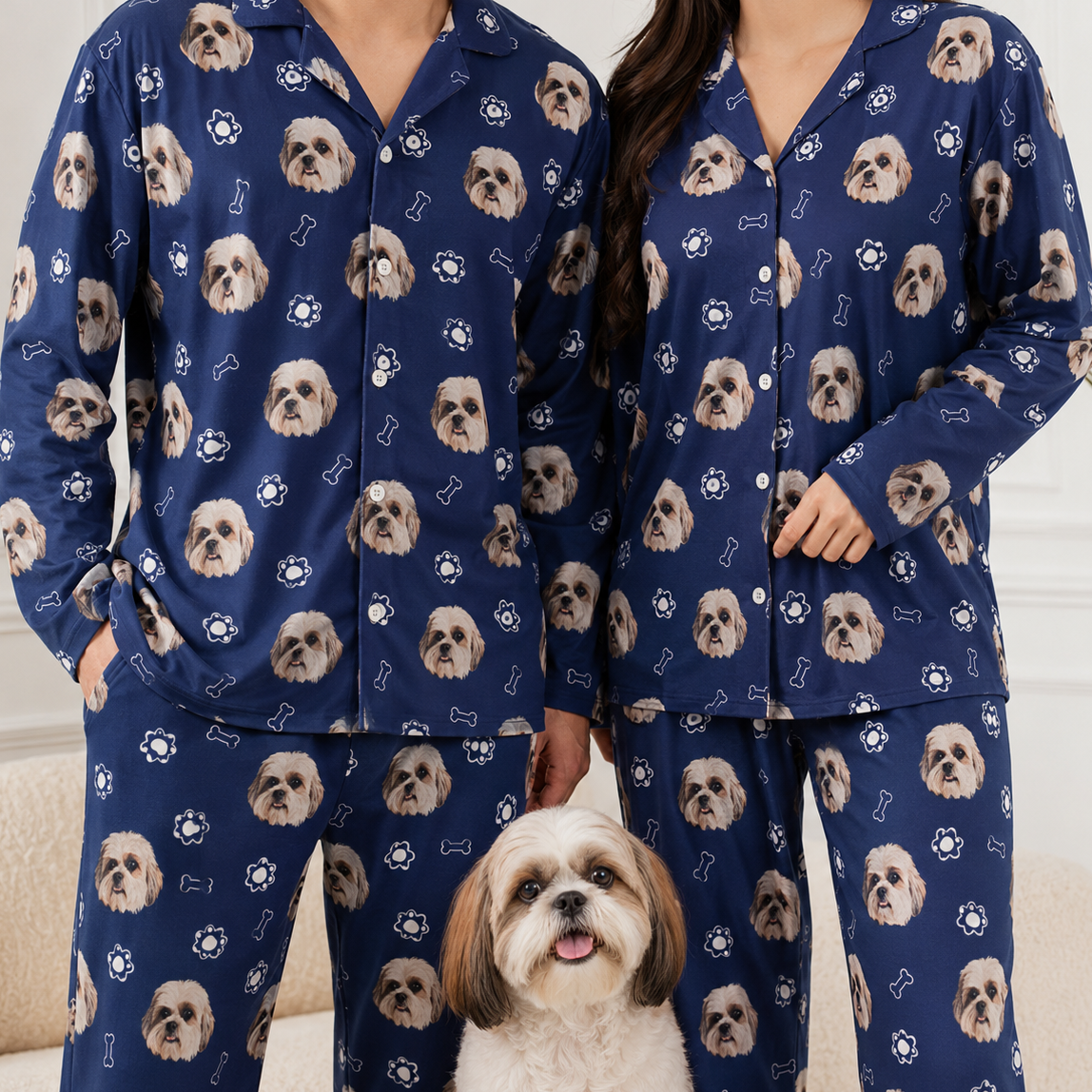 Custom Pet Portrait Pajama Set for Men and Women, Personalized Dog Lover Sleepwear Gift THUC99