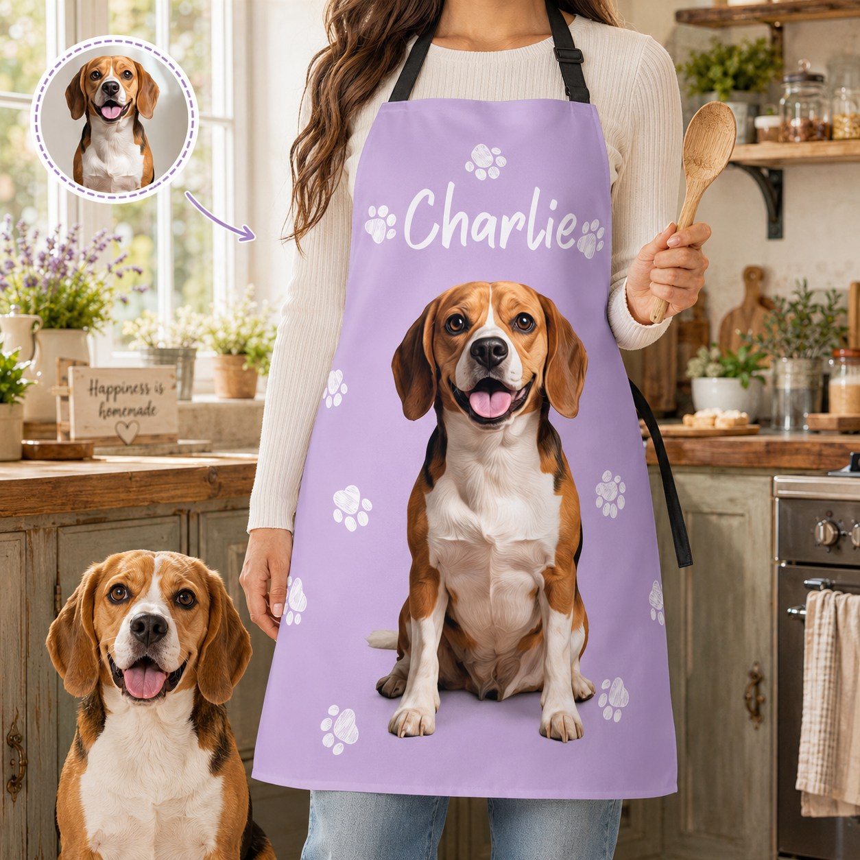 Custom Dog Photo Cooking Apron Personalized Pet Face Apron, Gift for Dog Mom, Dog Dad and Animal Lovers THUC99