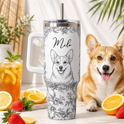 Custom Dog Picture 40oz Tumbler – Personalized Pet Lover Stainless Steel Travel Mug THUC99