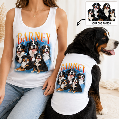 Custom Women’s Dog Mom and Pet Tank Top Set, Personalized Matching Dog Photo Shirt THUC99