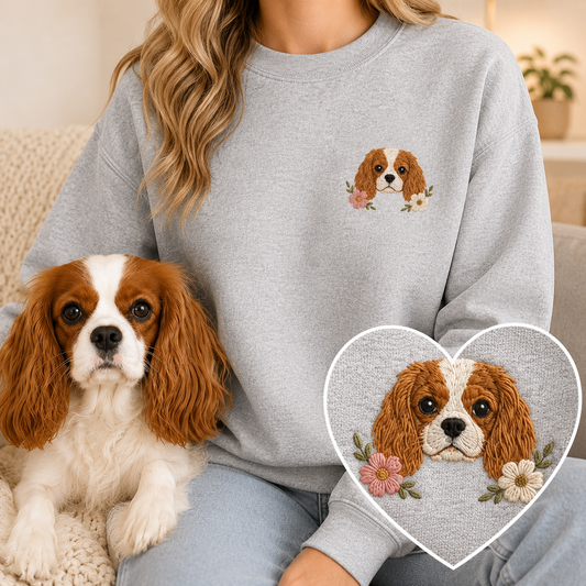 Personalized Pet Portrait Hoodie, Custom Dog Photo Embroidered Sweatshirt THUC99