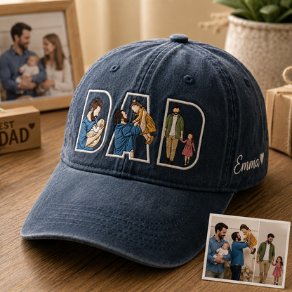 Dad Embroidered Hat, Custom Photo Dad Cap, Personalized Pet Face Hat, Father’s Day Gift For Dad THUC99