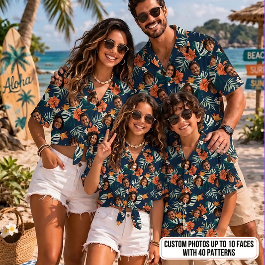 Custom Photo Summer Hawaiian Shirt, Personalized Aloha Shirt, Tropical Family Gift THUC99
