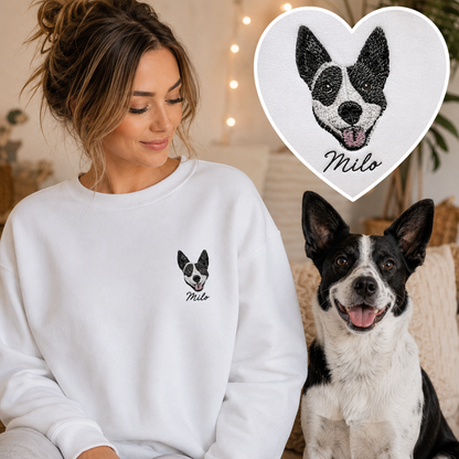 Custom Dog Photo Embroidered Sweatshirt, Personalized Pet Portrait Sweatshirt & Hoodie THUC99 (Copy)