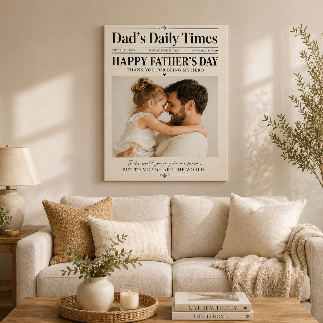 Custom Photo Dad's Daily Times Canvas Wall Art - Custom Gift For Dad TOM99