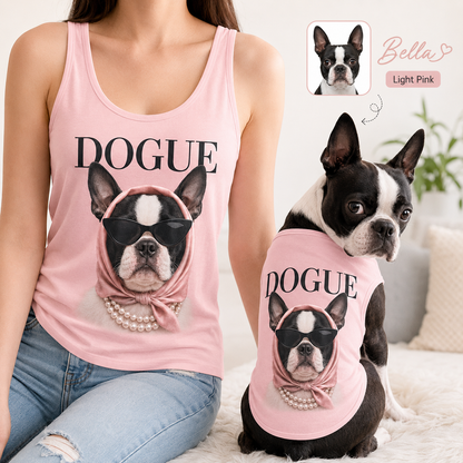 Matching Women’s Dog Mom and Dog Tank Tops, Personalized Pet Photo Shirt Set for Summer Gifts THUC99