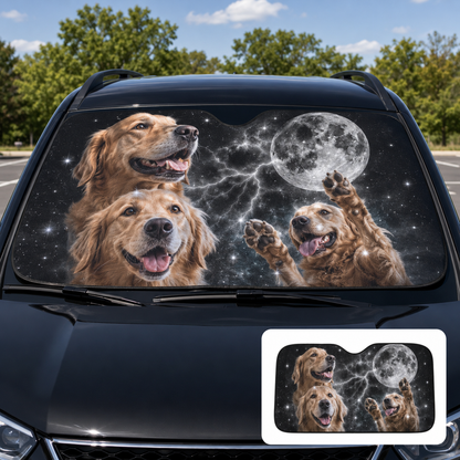 Custom Pet Photo Car Sun Shade, Personalized Dog Windshield Cover, Foldable Auto Window Sunshade THUC99