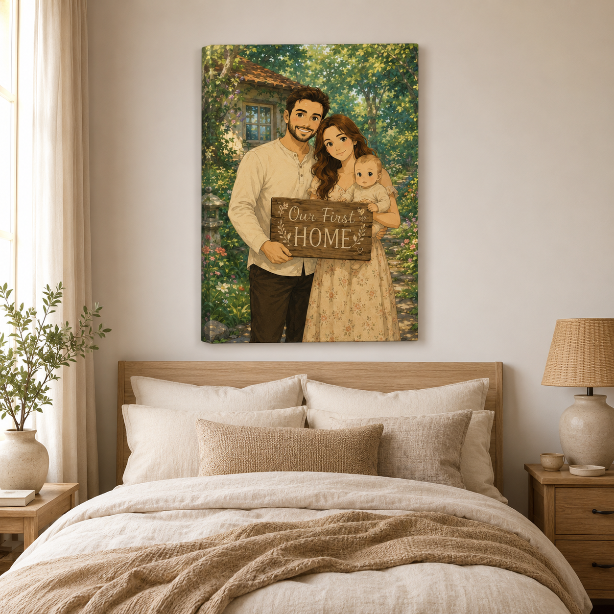 Custom Photo Dad's Family Canvas Wall Art - Custom Gift For Dad TOM99