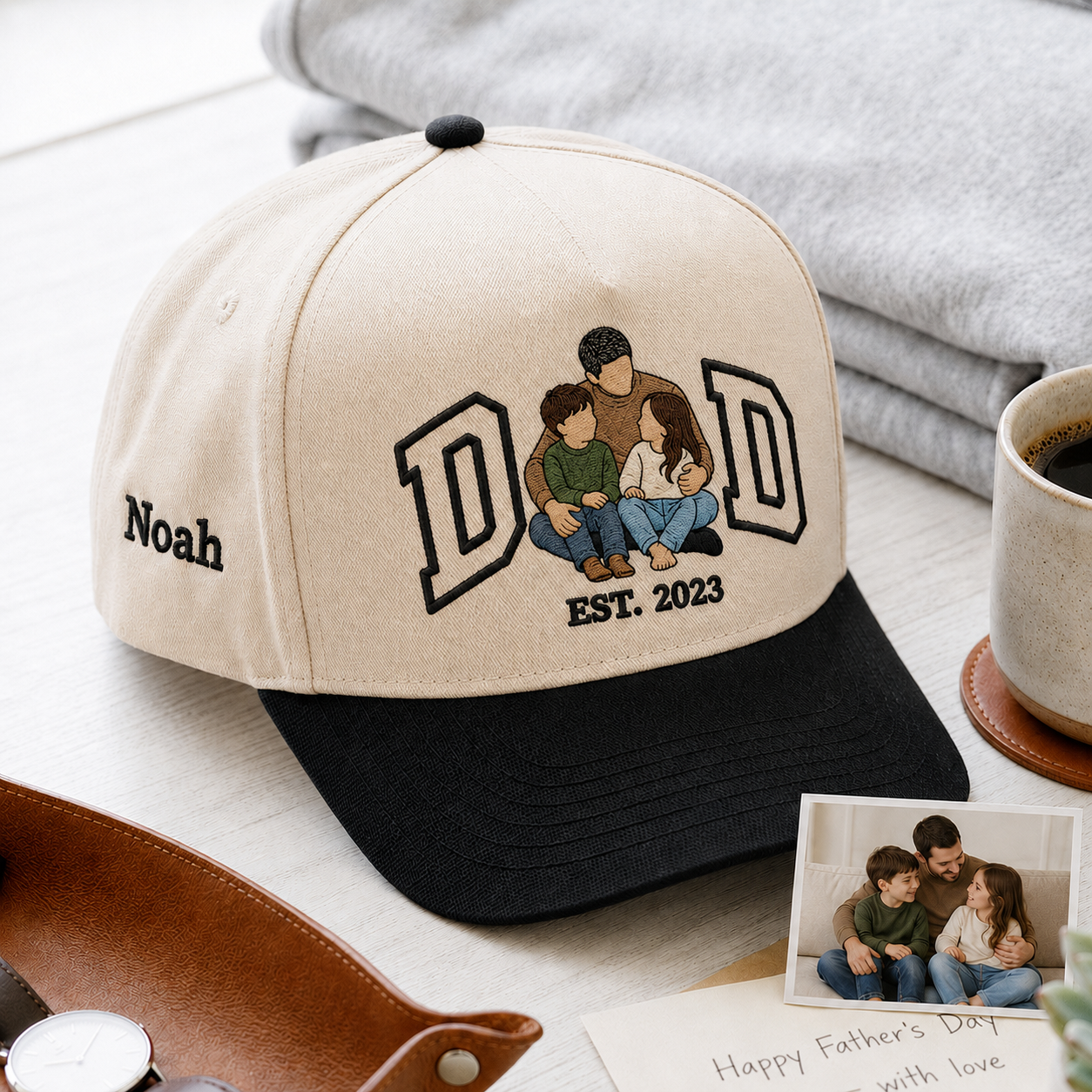 Custom Photo Dad Embroidered Hat, Personalized Cap, Custom Portrait Dad Hat, Father’s Day Gif THUC99