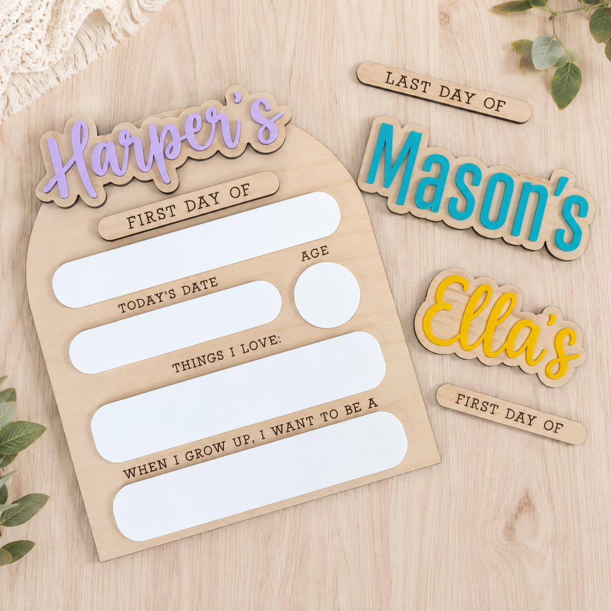 Personalized First and Last Day of School Sign, Custom Acrylic Wood School Board THUC99