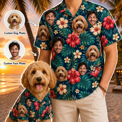 Custom Photo Dog Hawaiian Shirt, Personalized Pet Aloha Shirt, Dog Lover Vacation Gift THUC99