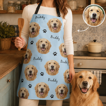 Custom Dog Face Apron Personalized Photo Apron, Funny Pet Lover Kitchen Gift for Dog Mom and Dog Dad THUC99