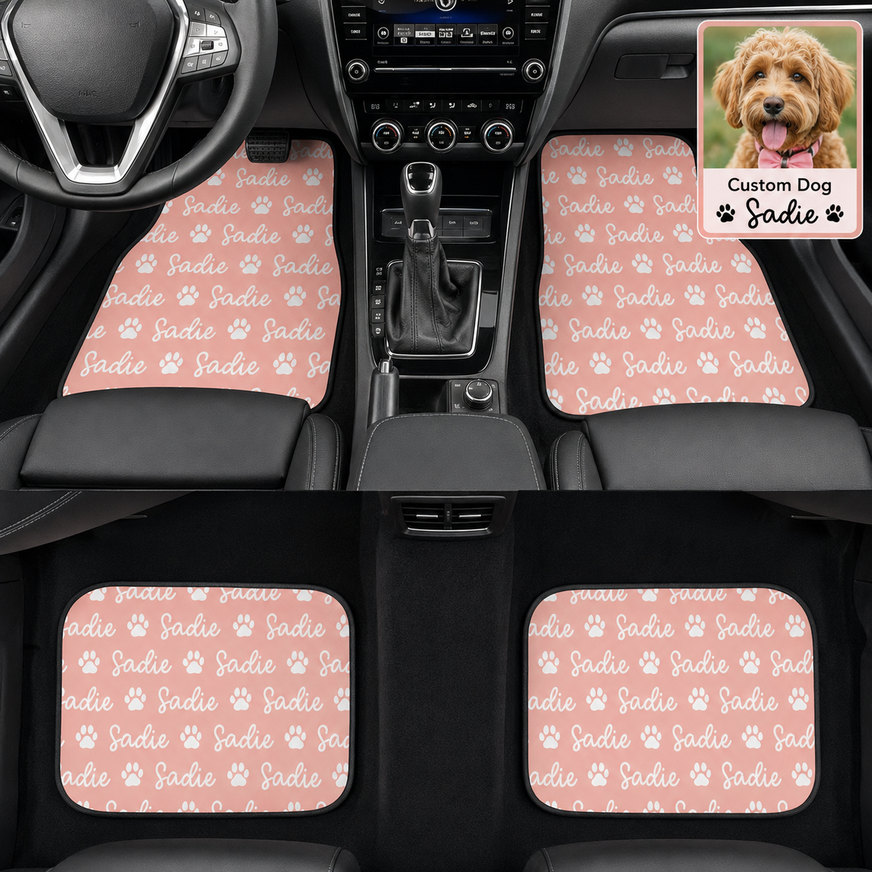Personalized Dog Car Floor Mats 4-Piece Set, Custom Pet Photo Auto Mat, Dog Lover Gift THUC99