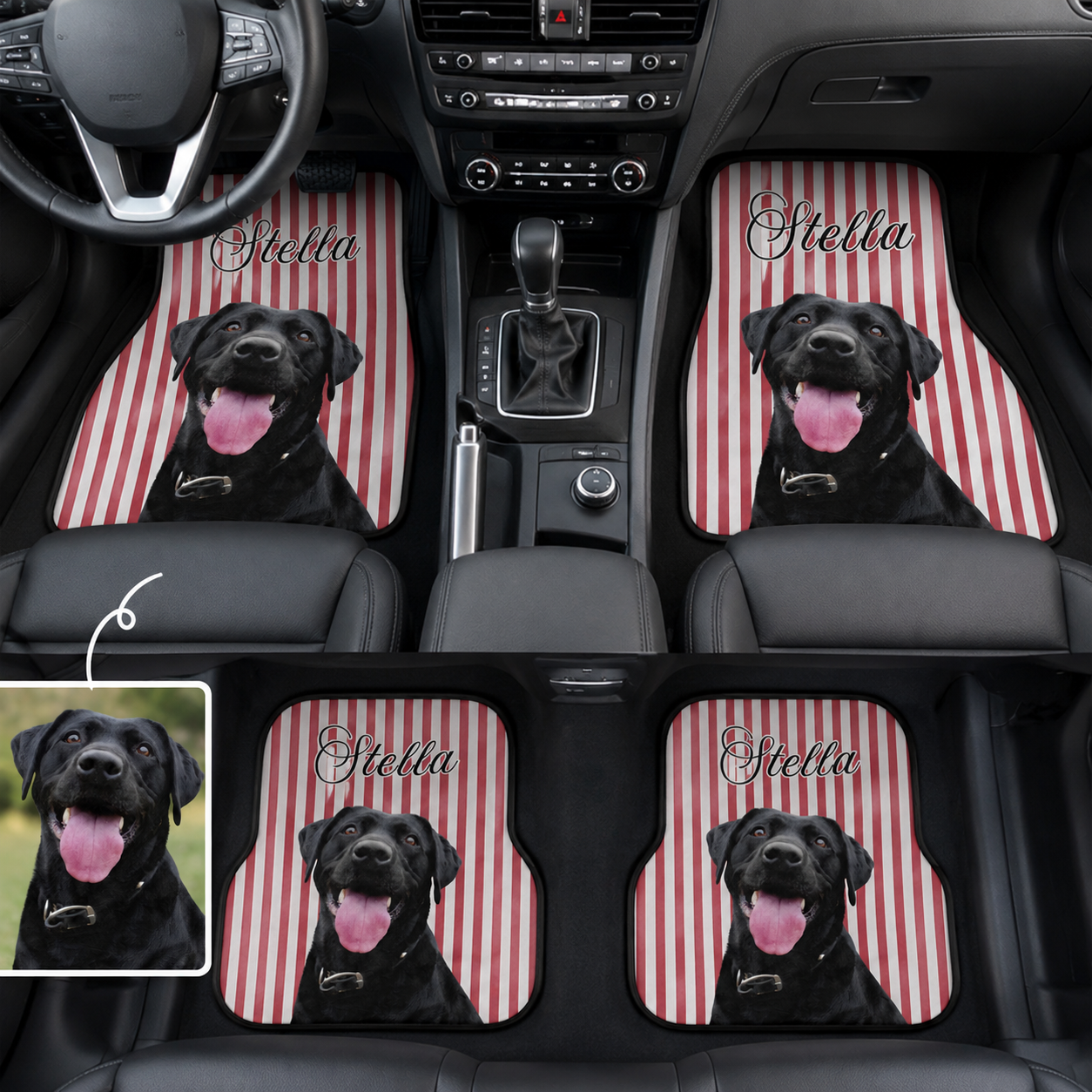 Custom Photo Pet Car Mats 4-Piece Set, Dog Lover Car Interior Accessories THUC99