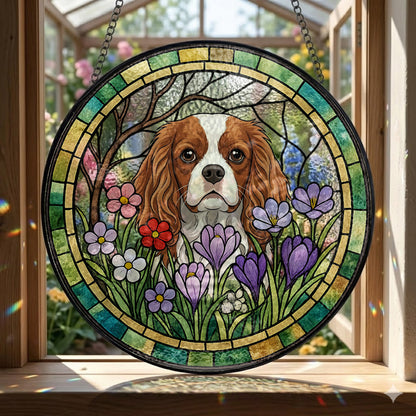 Custom Photo Dog Window Hanging – Personalized Pet Stained Glass Suncatcher Decor (THUC99)