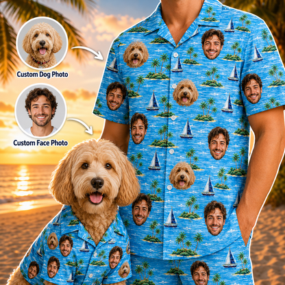 Personalized Hawaiian Shirt With Dog Photo, Custom Pet Vacation Shirt For Dog Owners THUC99
