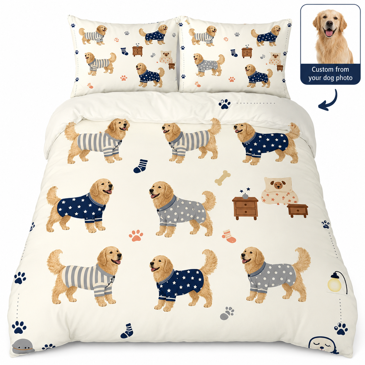 Personalized Dog Photo Bed Sheet Set, Custom Pet Lover Bedroom Gift THUC99