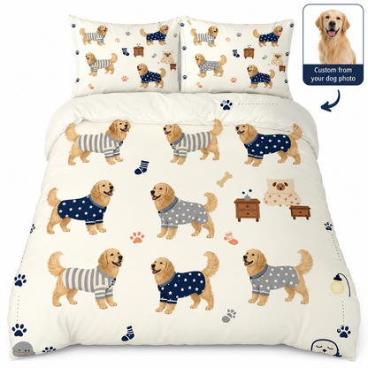 Personalized Dog Photo Bed Sheet Set, Custom Pet Lover Bedroom Gift THUC99