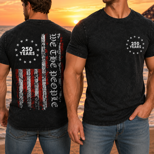 Patriotic USA Freedom Wash T-Shirt, America 250 Years Anniversary Tee THUC99