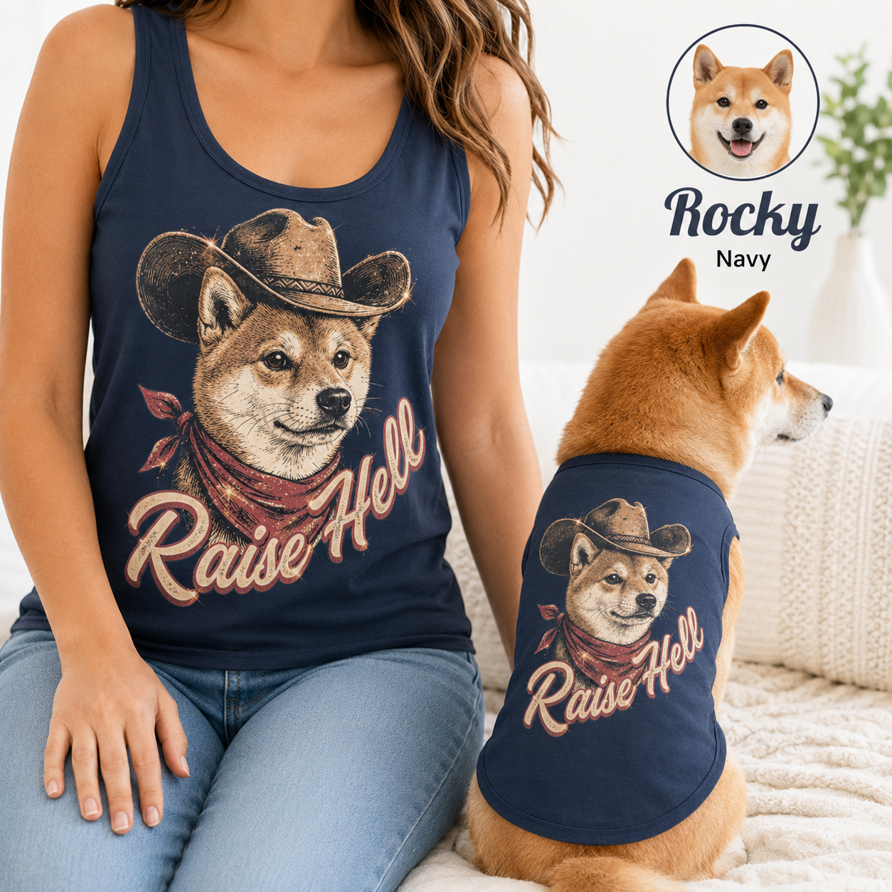 Custom Dog Photo Women’s Matching Tank Top Set, Owner and Pet Outfit for Dog Lovers THUC99 (Copy)