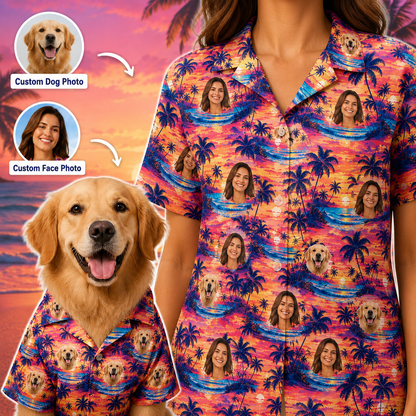 Personalized Dog Face Hawaiian Shirt, Custom Pet Vacation Shirt, Tropical Summer Gift THUC99