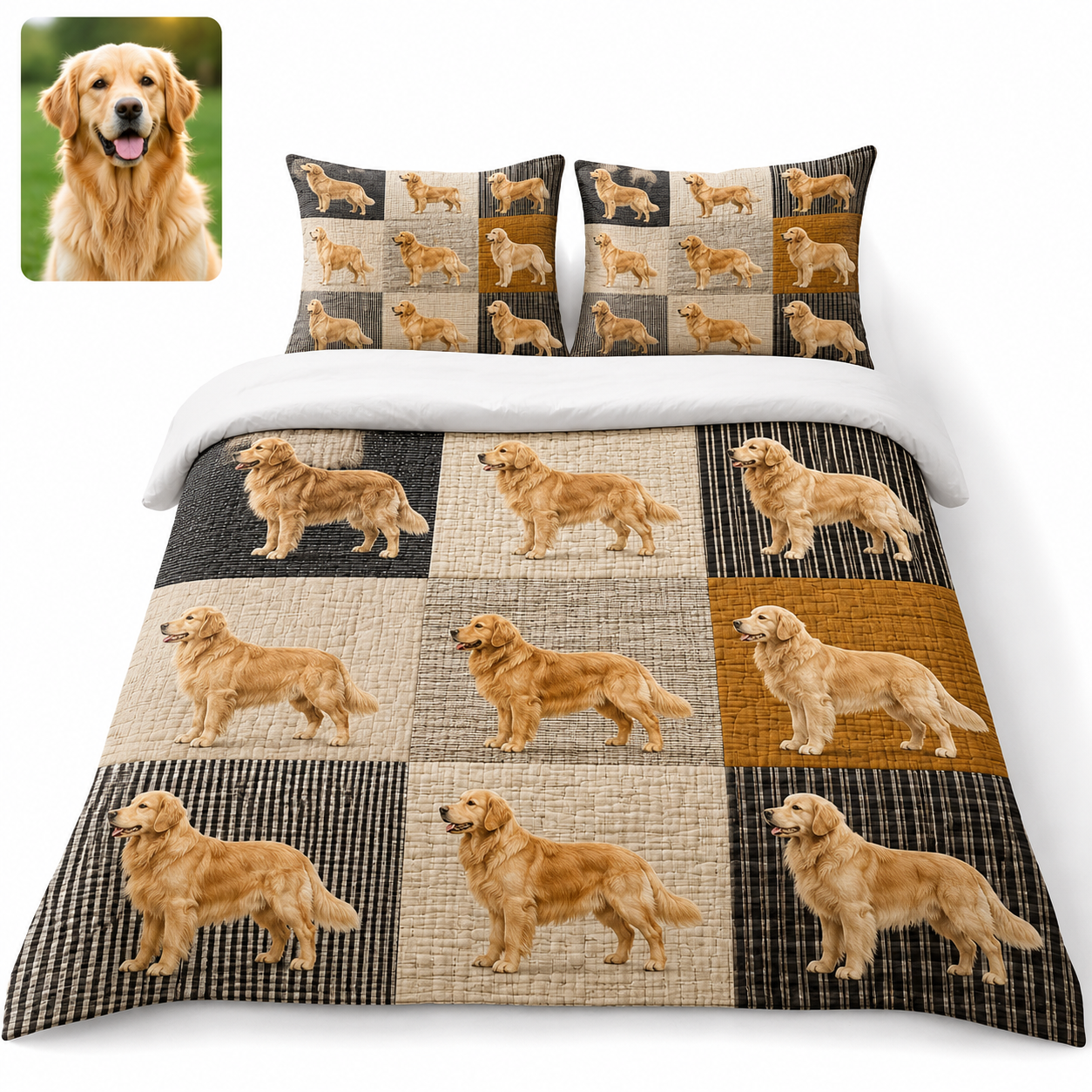 Custom Dog Face Bedding Set, Personalized Pet Portrait Bedroom Decor Gift THUC99
