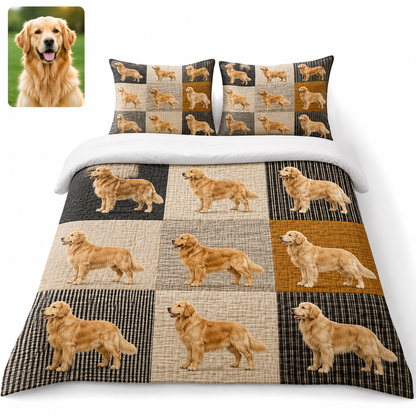 Custom Dog Face Bedding Set, Personalized Pet Portrait Bedroom Decor Gift THUC99